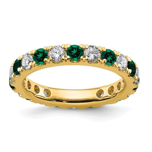 Exclusive 14K Gold Eternity Band: 1.2 Carat Lab-Grown Diamond & Emerald, Stylish Size 7