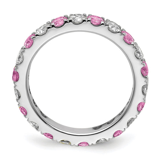 Shop 14K White Gold Eternity Band with 1.2ct Lab-Grown Diamond & Pink Sapphire - Stylish Value