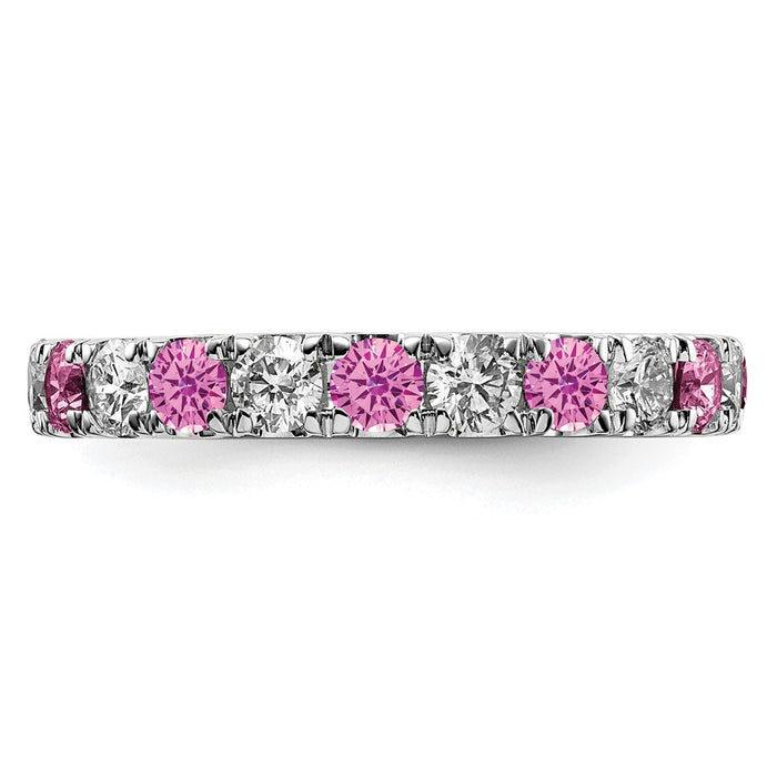 Exclusive 14K White Gold 1.2ct Lab-Grown Diamond & Pink Sapphire Band - Stylish Value Size 7.5-3