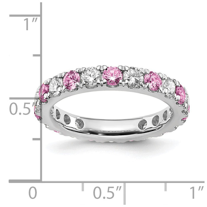 Exclusive 14K White Gold 1.2ct Lab-Grown Diamond & Pink Sapphire Band - Stylish Value Size 7.5-6