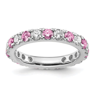 Buy 14K White Gold Eternity Band - 1.2 Carats Lab-Grown Diamonds & Pink Sapphires, Stylish Size 7