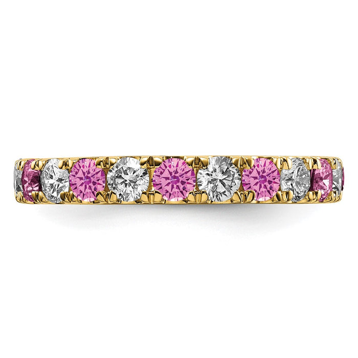 Exclusive 14K Gold Eternity Band - 1.2 Carat Lab-Grown Diamond & Pink Sapphires-3
