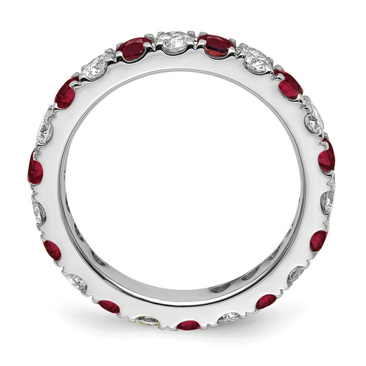 Shop 14K White Gold Eternity Band with 1 Carat Lab-Grown Diamond & Ruby | Luxury Style