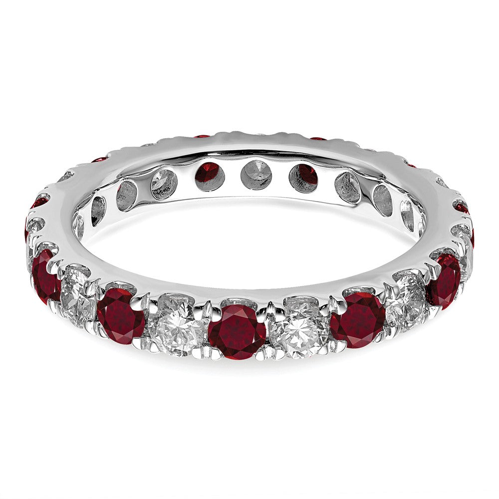 Shop 14K White Gold Eternity Band with 1.2 Carat Lab-Grown Diamond & Ruby, Stylish Size 7.5