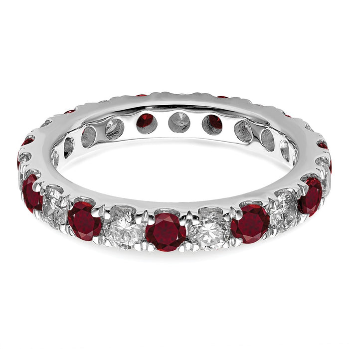 Shop 14K White Gold Eternity Band with 1.2 Carat Lab-Grown Diamond & Ruby, Stylish Size 7.5-4