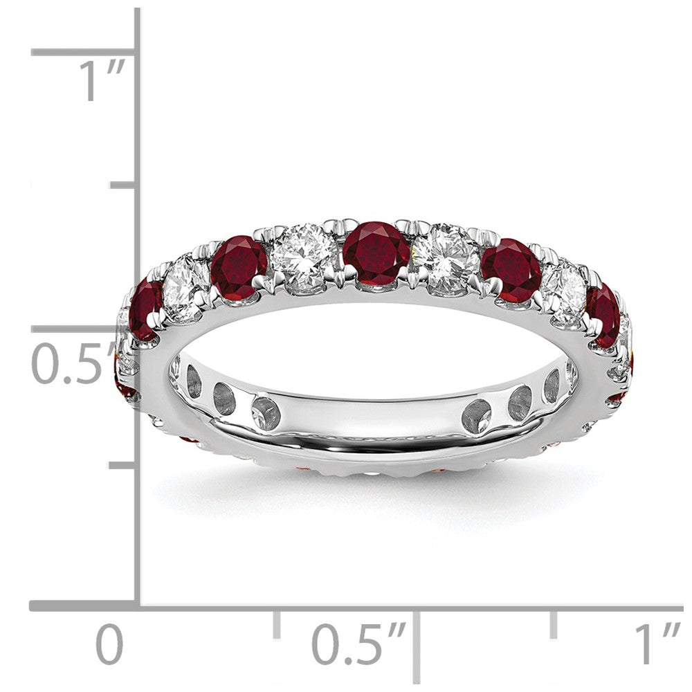 Shop 14K White Gold Eternity Band with 1.2 Carat Lab-Grown Diamond & Ruby, Stylish Size 7.5