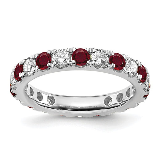 Shop 14K White Gold Eternity Band with 1 Carat Lab-Grown Diamond & Ruby | Luxury Style