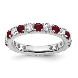 Buy 14K White Gold 1.2ct Lab-Grown Diamond & Ruby Eternity Band - Stylish Value, Size 8