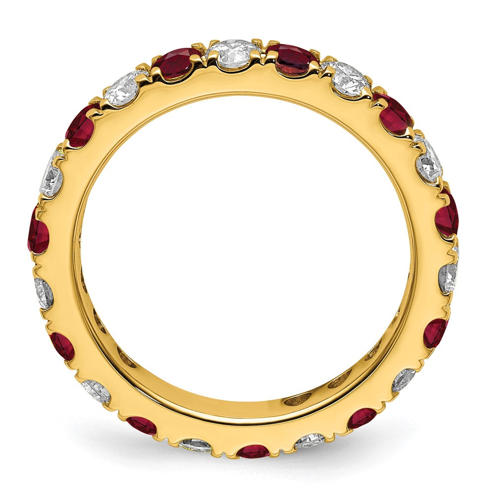 Shop 14K Gold Eternity Band with 1.2 Carat Lab-Grown Diamond & Ruby - Luxury Style!
