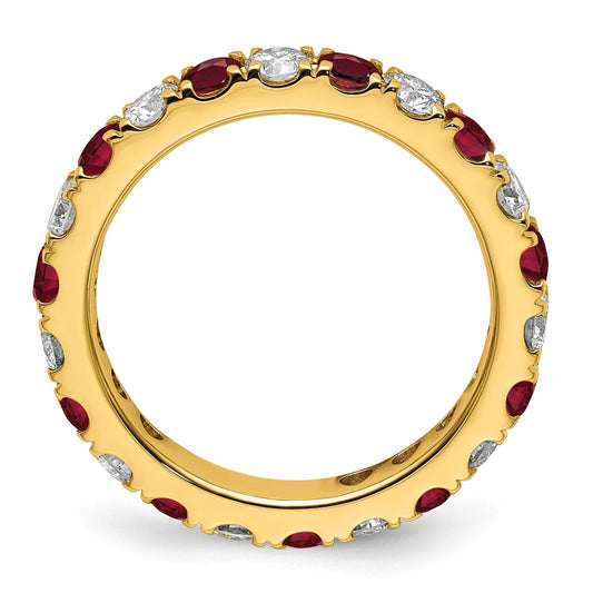 Shop 14K Gold Eternity Band with 1.2 Carat Lab-Grown Diamond & Ruby - Luxury Style!