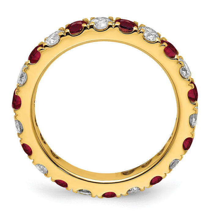 Shop 14K Gold Eternity Band with 1.2 Carat Lab-Grown Diamond & Ruby - Luxury Style!-2
