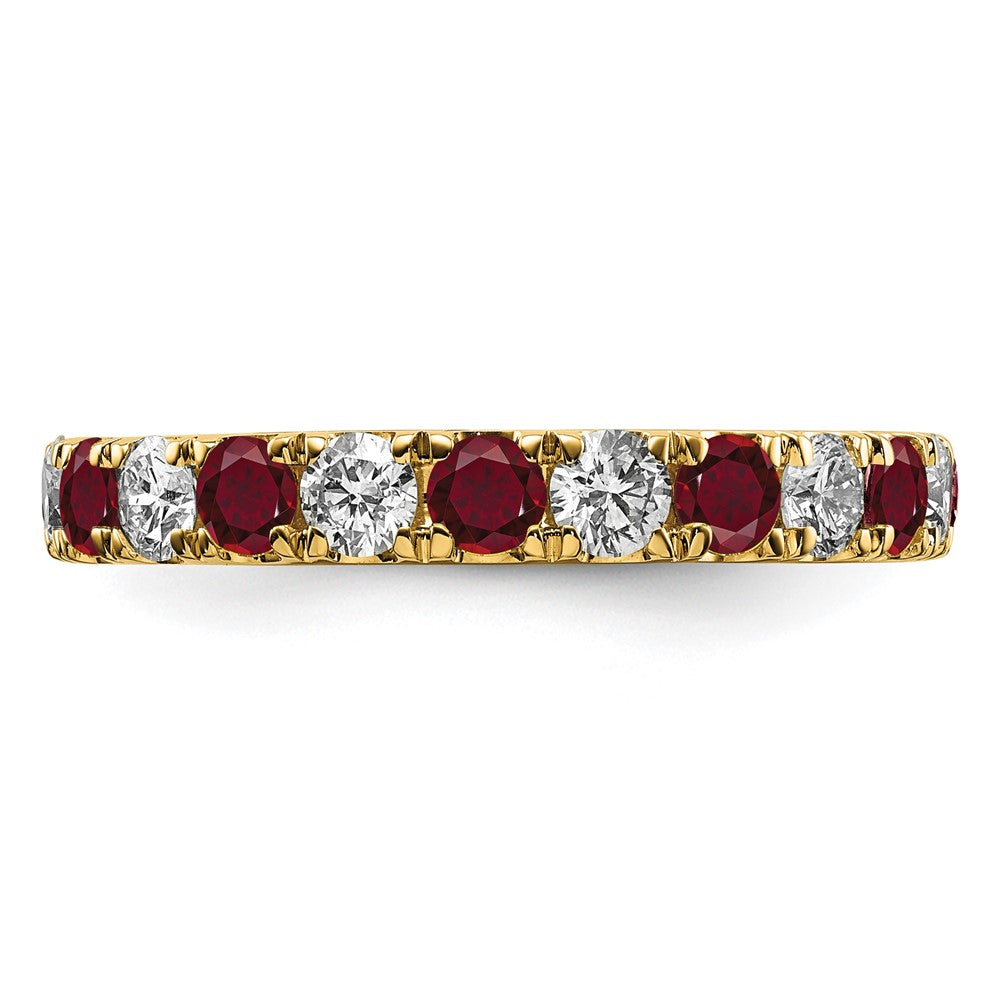 Shop Exclusive 14K Gold 1 Carat Diamond Eternity Band with Lab-Created Ruby