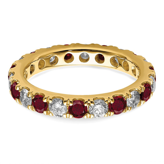 Shop Exclusive 14K Gold 1 Carat Diamond Eternity Band with Lab-Created Ruby-4