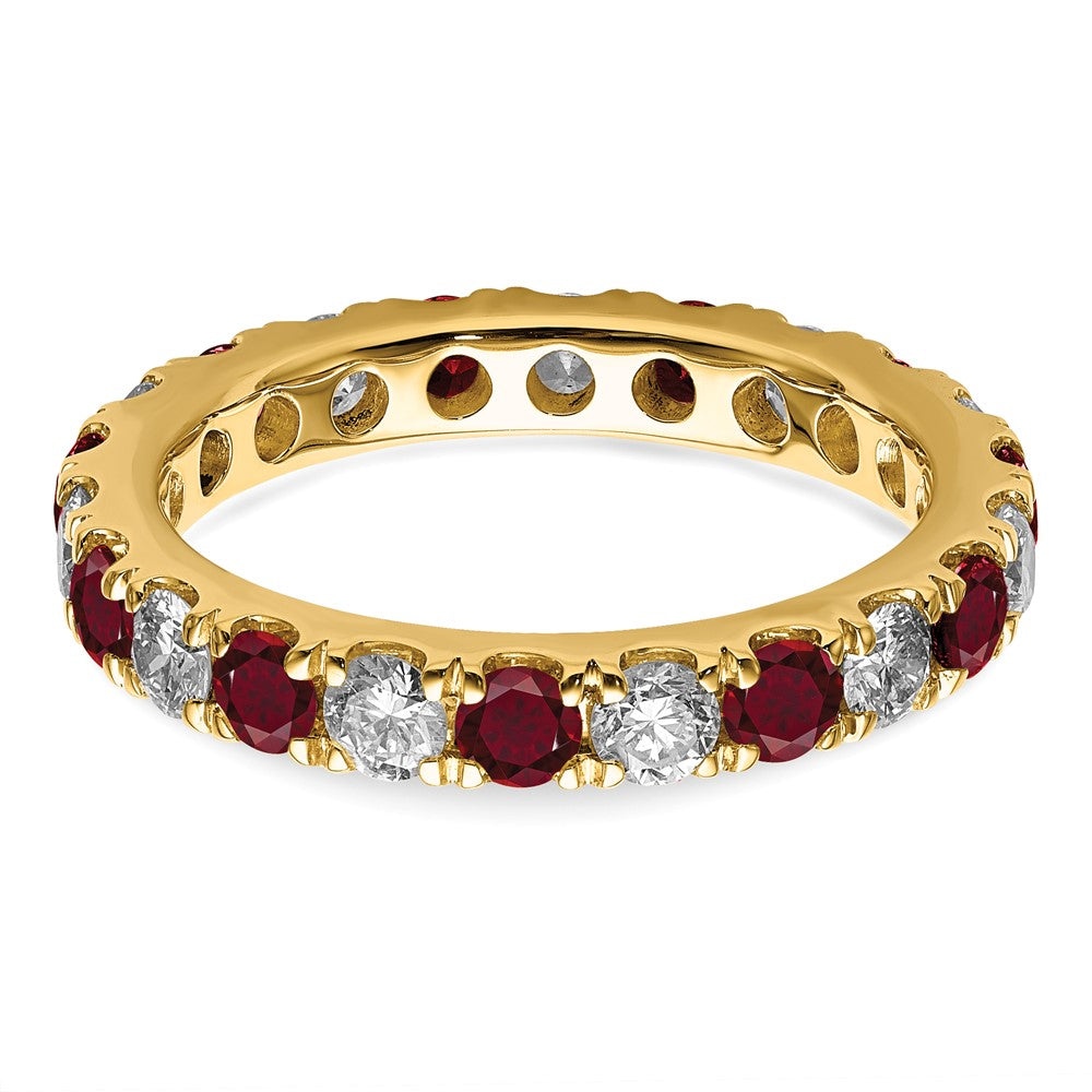 Shop 14K Gold Eternity Band with 1.2 Carat Lab-Grown Diamond & Ruby - Luxury Style!