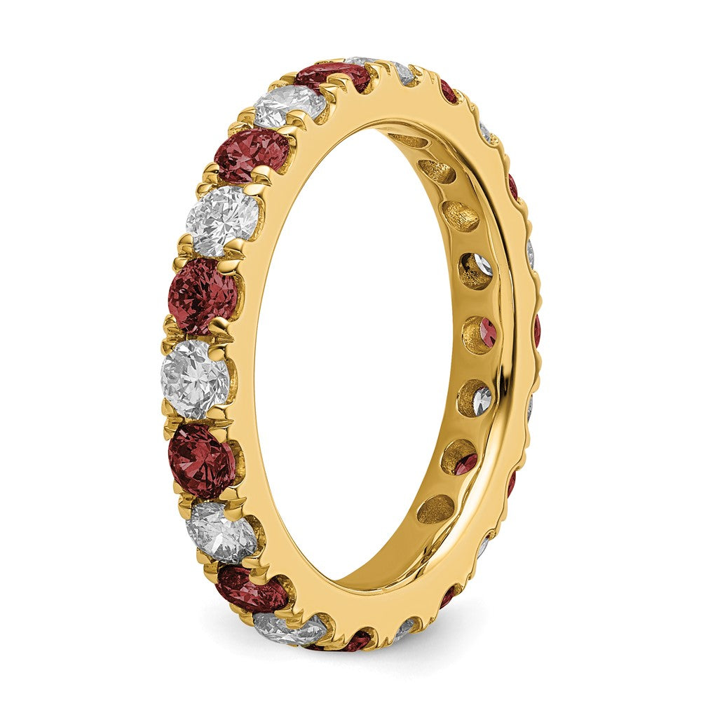 Shop 14K Gold Eternity Band with 1.2 Carat Lab-Grown Diamond & Ruby - Luxury Style!