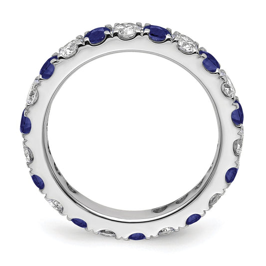 Buy Exclusive 1.2 Carat Lab-Grown Diamond & Blue Sapphire Eternity Band in 14K White Gold, Size 9 - Stylish Value!