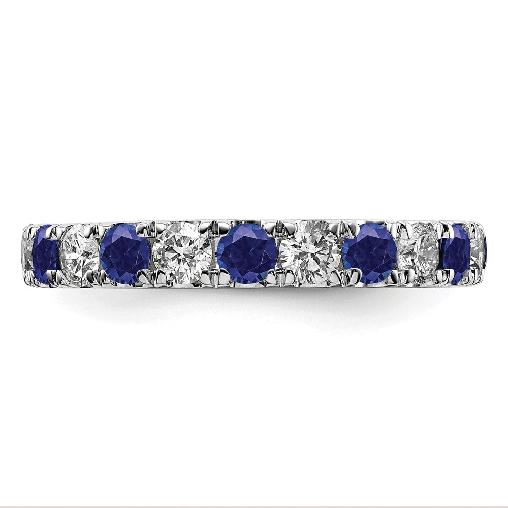 Shop Exclusive 14K White Gold Eternity Band: 1.2 Carat Lab-Grown Diamond & Blue Sapphire, Size 8