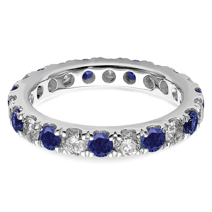 Shop Exclusive 14K White Gold Eternity Band: 1.2 Carat Lab-Grown Diamond & Blue Sapphire, Size 8-4