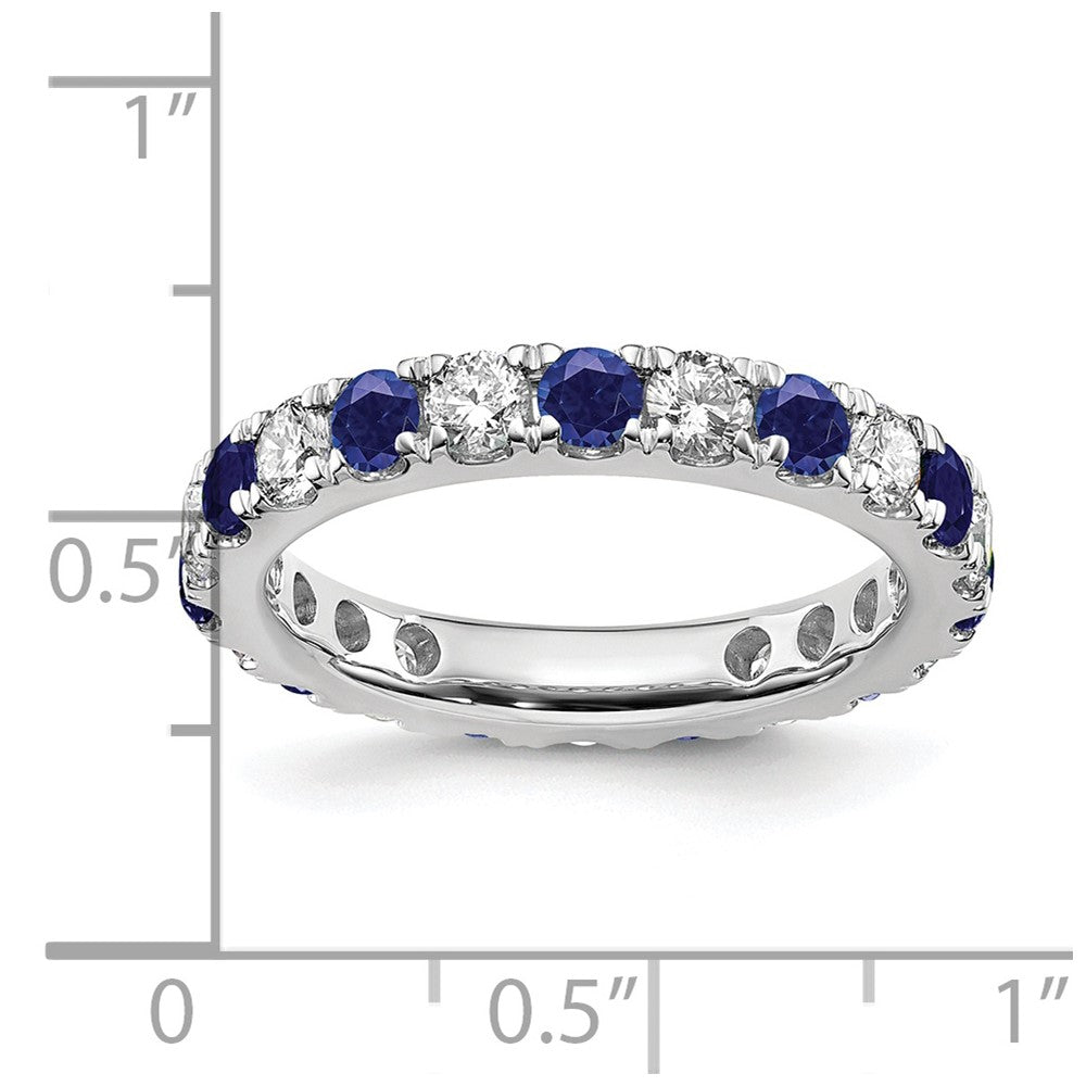 High-Quality 14K White Gold Eternity Band with 1.2 Carat Diamond & Sapphire, Size 7 - Stylish Value!