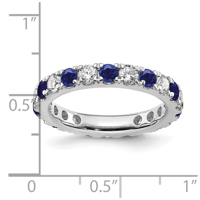 Shop Exclusive 14K White Gold Eternity Band: 1.2 Carat Lab-Grown Diamond & Blue Sapphire, Size 8-6
