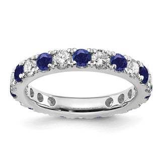 High-Quality 14K White Gold Eternity Band with 1.2 Carat Diamond & Sapphire, Size 7 - Stylish Value!