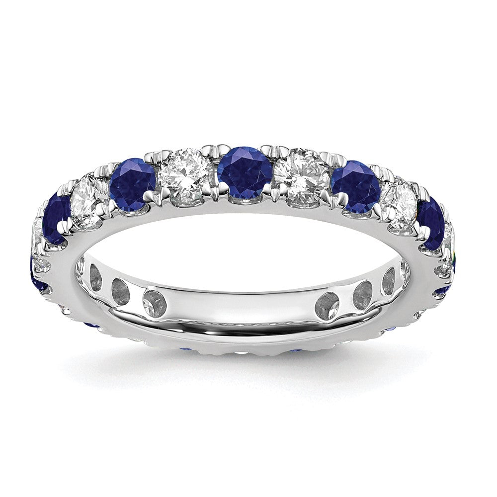 Shop Exclusive 14K White Gold Eternity Band: 1.2 Carat Lab-Grown Diamond & Blue Sapphire, Size 8