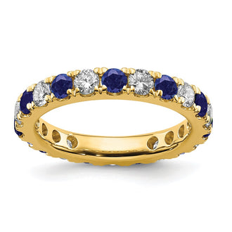 Shop a Stylish 14K Gold Eternity Band with 1.2 Carat Lab-Grown Diamonds & Sapphires, Size 8.5