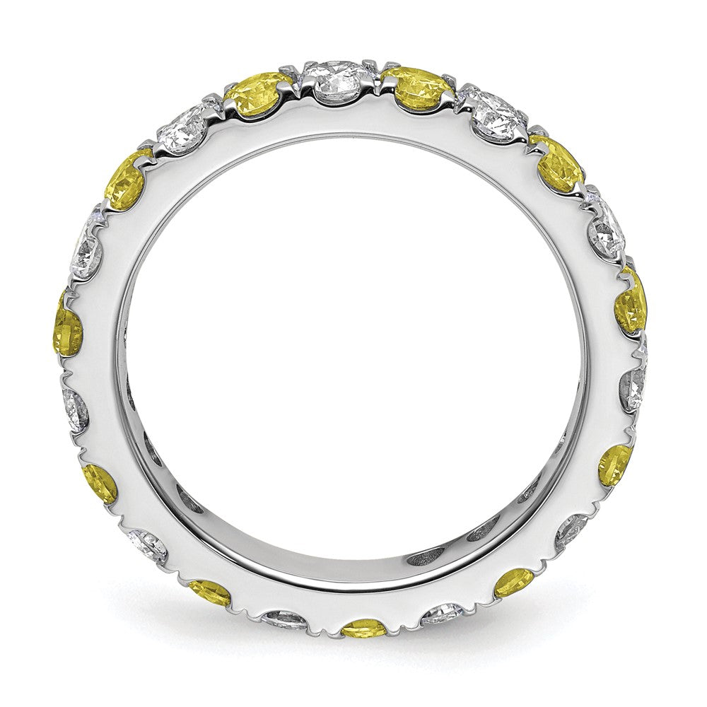 High-Quality 14K White Gold Eternity Band, 1 Carat Diamond & Yellow Sapphire, Size 5.5 - Affordable Luxury!