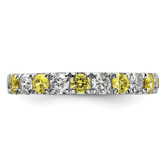High-Quality 14K White Gold Eternity Band, 1 Carat Diamond & Yellow Sapphire, Size 5.5 - Affordable Luxury!-3