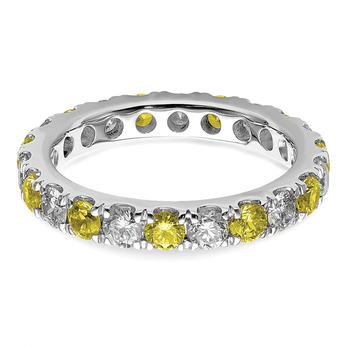 High-Quality 14K White Gold Eternity Band, 1 Carat Diamond & Yellow Sapphire, Size 5.5 - Affordable Luxury!-4