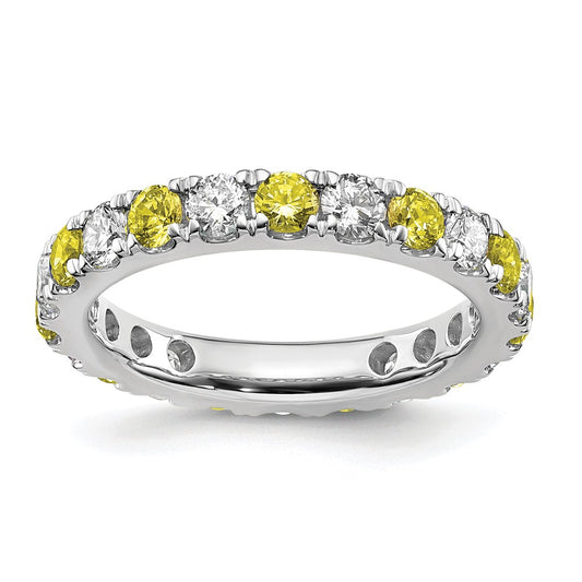 Buy Stylish 14K White Gold Eternity Band with 1.2 Carat Diamonds & Sapphires
