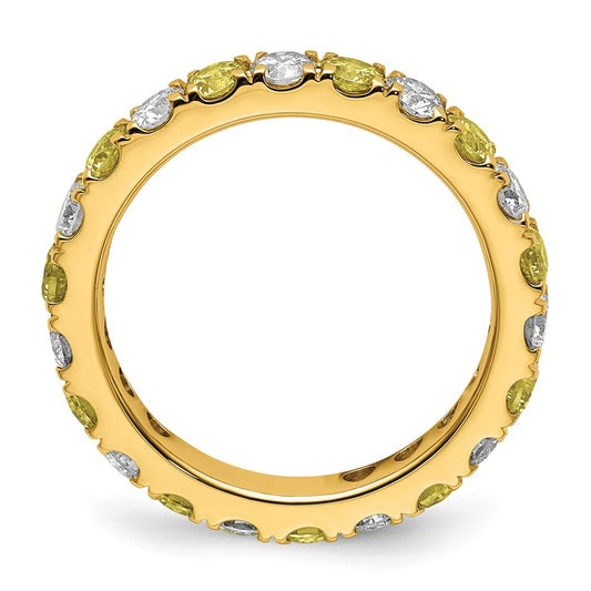 High-Quality 14K Gold Eternity Band - 1.2 Carat Lab-Grown Diamond & Yellow Sapphire, Size 8.5