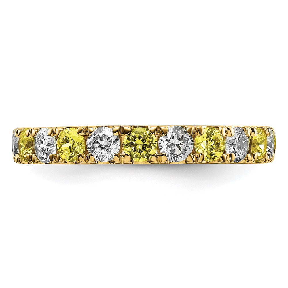 Shop 14K Gold 1 Carat Lab-Grown Diamond Eternity Band, Stylish with Yellow Sapphires