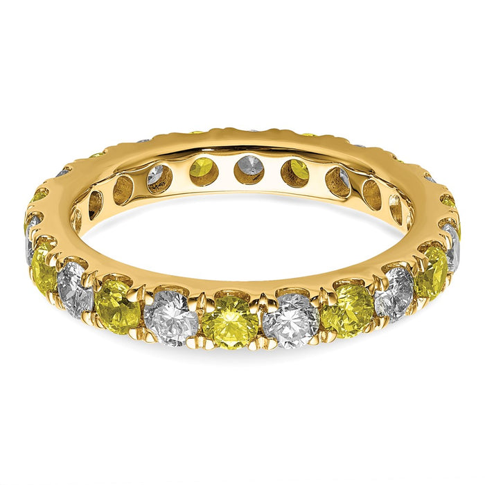 Exclusive 14K Gold Eternity Band: 1.2 Carat Lab-Grown Diamond & Yellow Sapphire, Size 8-4