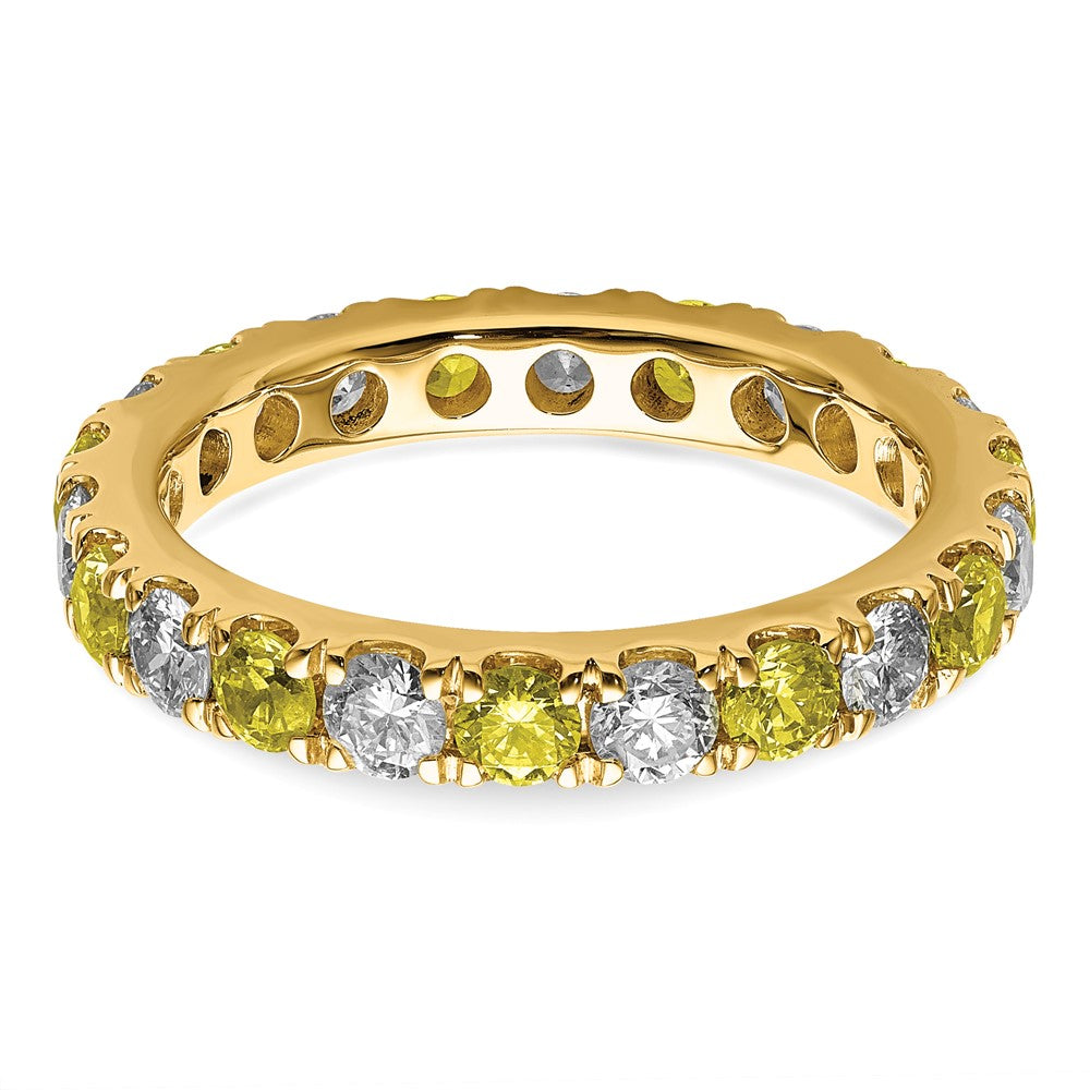 Shop 14K Gold 1 Carat Lab-Grown Diamond Eternity Band, Stylish with Yellow Sapphires