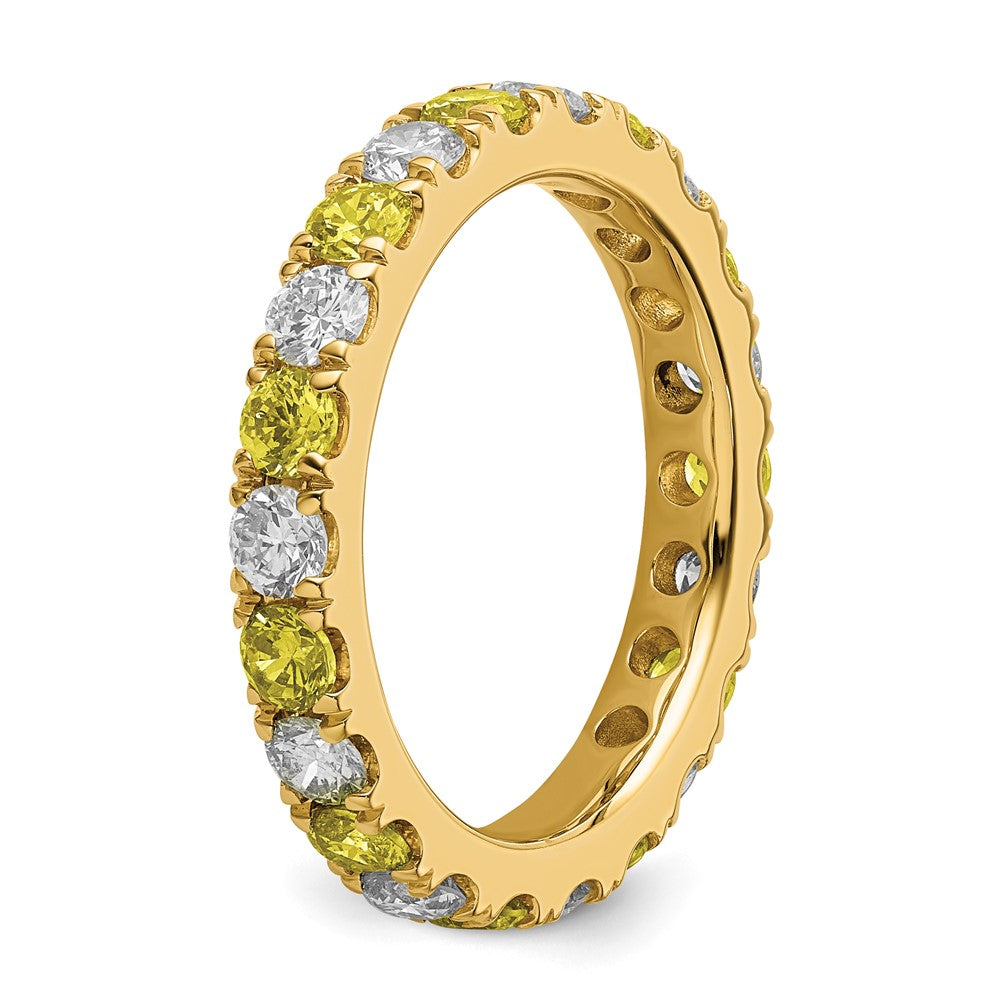 Exclusive 14K Gold Eternity Band: 1.2 Carat Lab-Grown Diamond & Yellow Sapphire, Size 8
