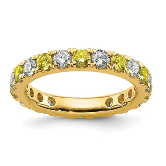 Shop 14K Gold 1 Carat Lab-Grown Diamond Eternity Band, Stylish with Yellow Sapphires