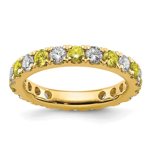 High-Quality 14K Gold Eternity Band - 1.2 Carat Lab-Grown Diamond & Yellow Sapphire, Size 8.5