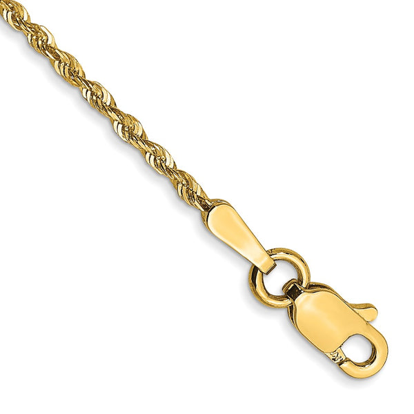 14K Gold 9-Inch Diamond-Cut Rope Anklet - 1.5mm