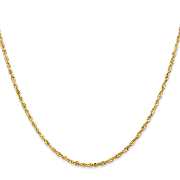 14K Gold 2mm Ultra Diamond-Cut Rope Chain - Lobster Clasp