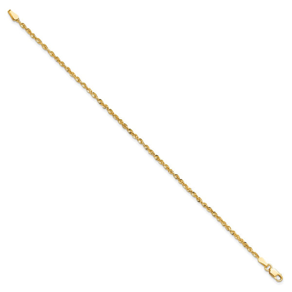 14K Gold 7-Inch 2mm Ultra Diamond-Cut Rope Chain