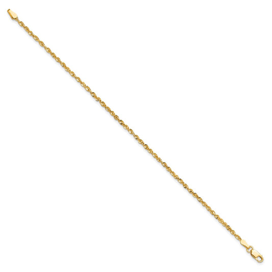High-Quality 14K Gold 7-Inch 2mm Ultra Diamond-Cut Rope Chain - Stylish Value!