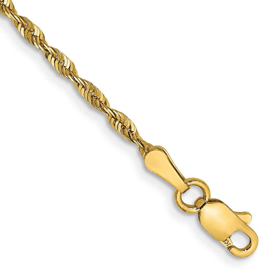 Shop Stylish 14K Gold 9-Inch 2mm Diamond-Cut Rope Anklet - Luxury Design!