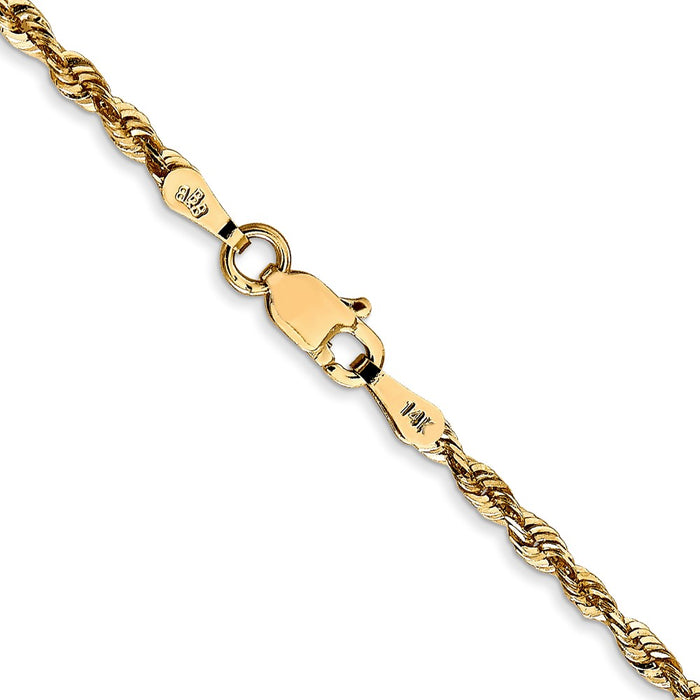 Shop Stylish 14K Gold 16-Inch 2.25mm Ultra Diamond-Cut Rope Chain Necklace-3