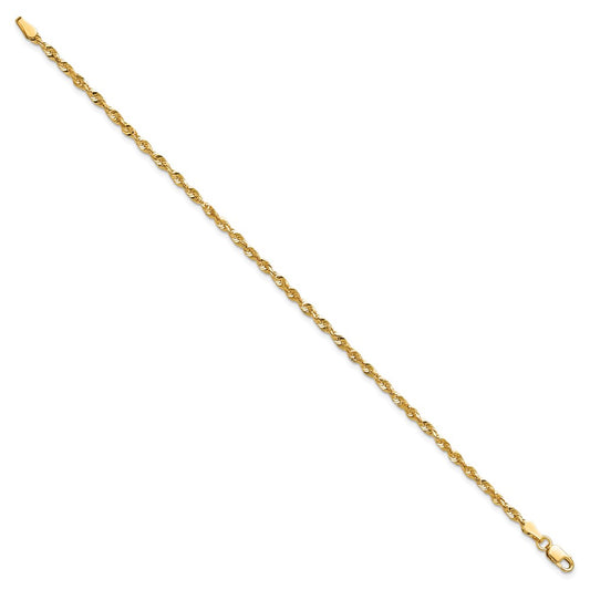 Buy Exclusive 14K Gold 9-Inch 2.5mm Ultra Diamond-Cut Rope Anklet