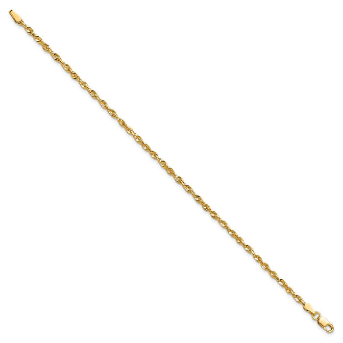 Designer 14K Gold 8-Inch Ultra Diamond-Cut Rope Chain, 2.5mm - Luxury Style-2