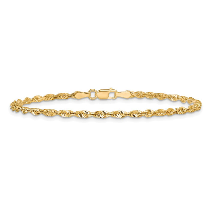 High-Quality 14K Gold 10-Inch 2.5mm Diamond-Cut Rope Anklet - Stylish Value!-4