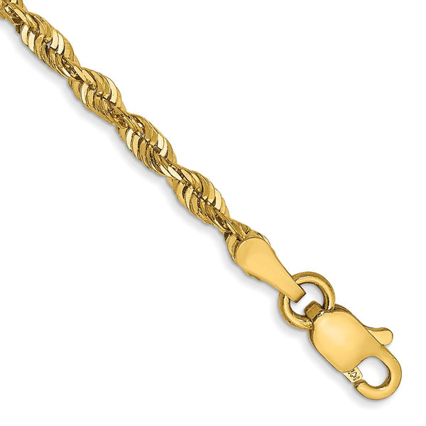 14K Gold 2.5mm Diamond-Cut Rope Anklet