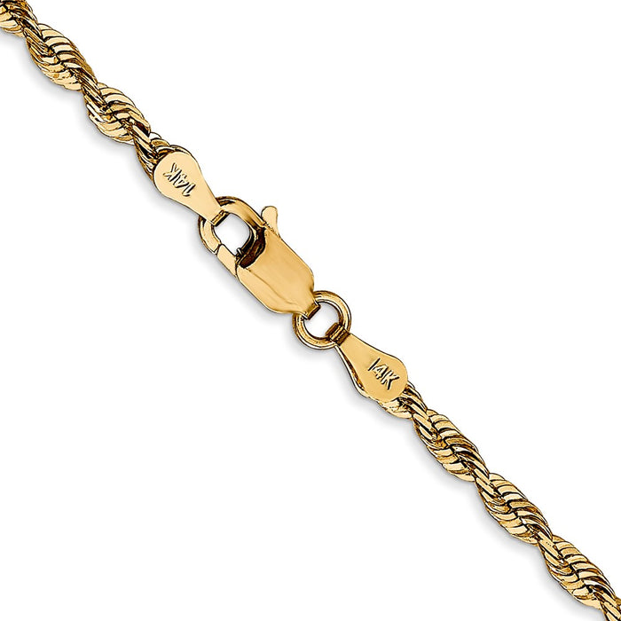 High-Quality 14K Gold 24-Inch Diamond-Cut Rope Chain - Stylish 2.75mm Design-3