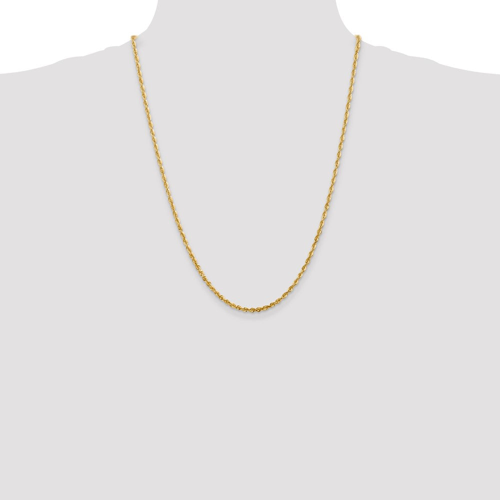 High-Quality 14K Gold 24-Inch Diamond-Cut Rope Chain - Stylish 2.75mm Design